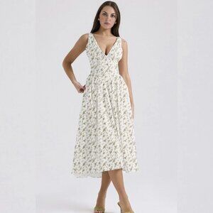 Emmelina Cotton Corset Green Sundress | size L/XL